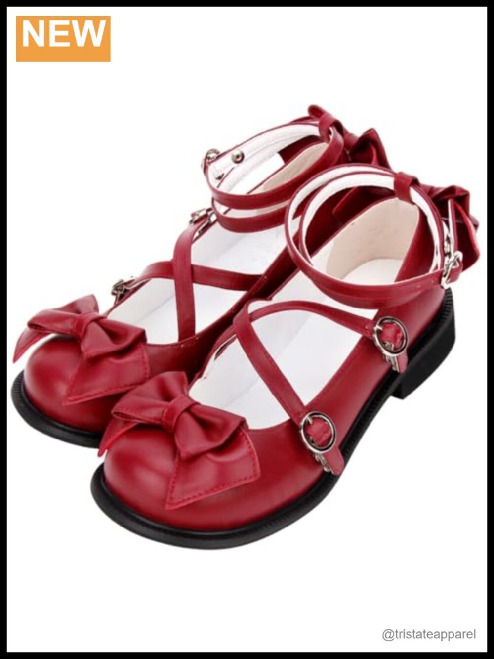 Lolita Mary Jane Flats Faux Leather Bow Cross Strap Cosplay Shoes